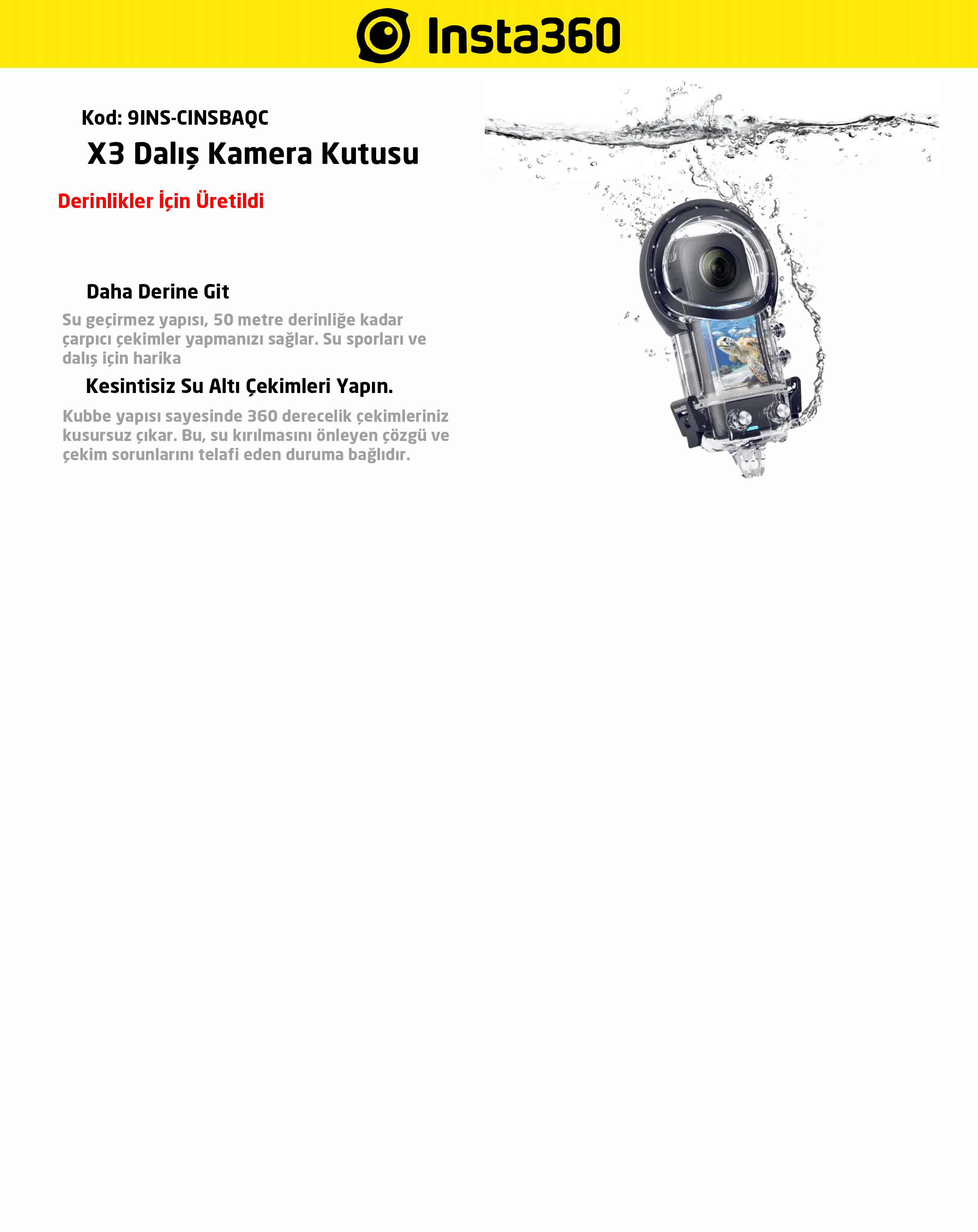 Insta360 X3 Dalış Kamera Kutusu